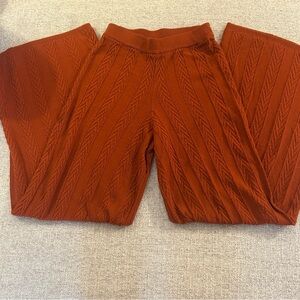 Anthropologie Rust Cable Knit Wide Leg Pants
